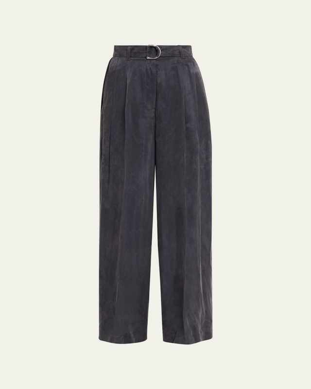 Fluid Wide-Leg Trousers with Belt